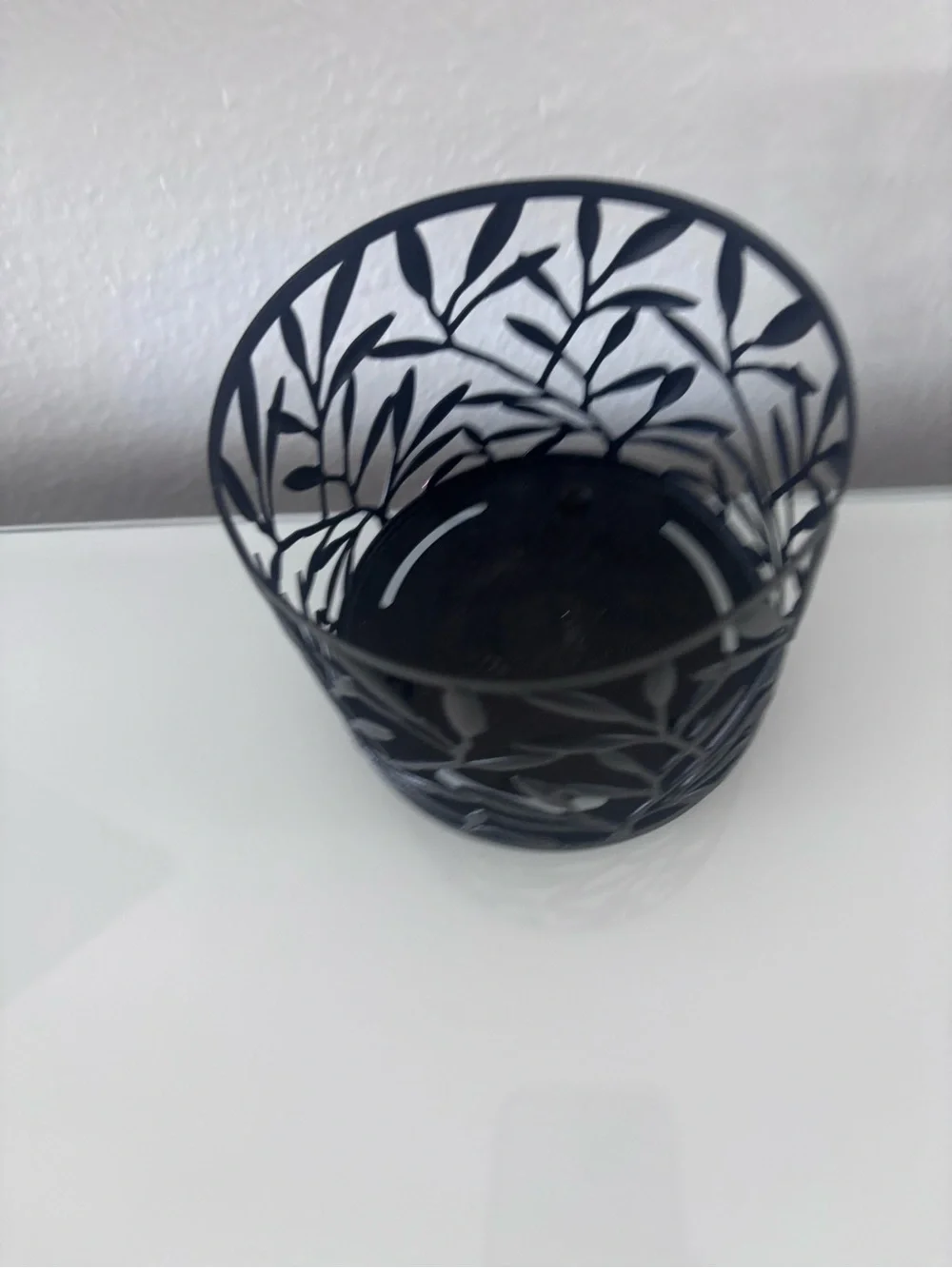 New BATH and BODY WORKS Black Vines Pattern FLORAL 3 Wick Candle Holder NWT